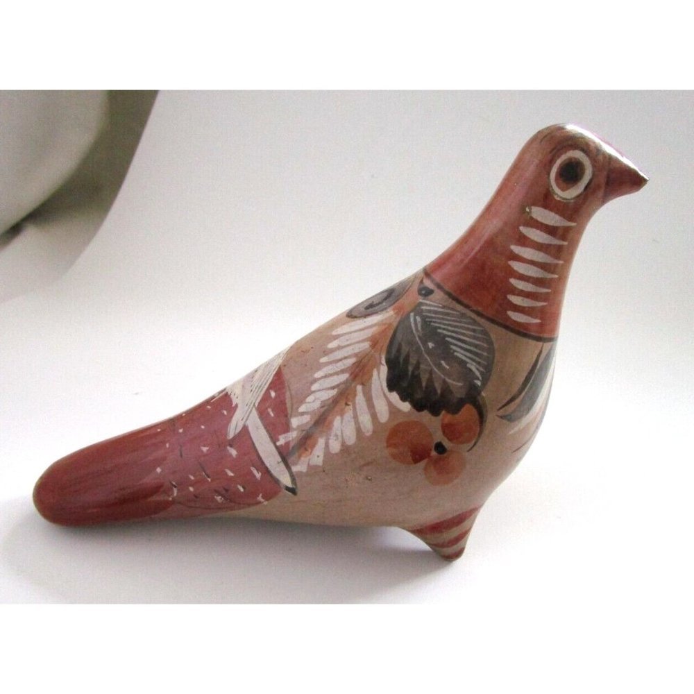 Tonala Mexican Pottery Dove-Bird Folk Art Figurine - Hand Painted 4.5" Vintage